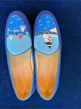 Smathers & Branson Navy Coastal Needlepoint Men's Loafers